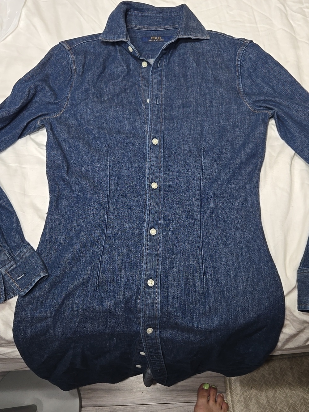 Polo by Ralph Lauren Dark Blue Denim Button-Front Midi Dress - Picture 11 of 11